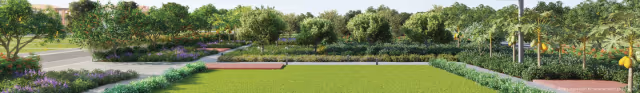 Godrej Greenview Estate – panoramic view of landscaped gardens and walkways