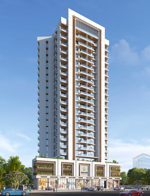 Horizon Tower – front elevation render with the retail podium on Kanadia Road